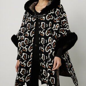 Joseph Ripkoff Faux Fur Trim Cape Jacket